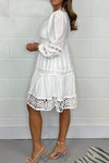 V-neck lace cotton dress