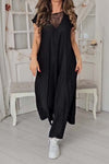 Neck lace patchwork jumpsuit