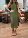 Women's Round Neck Hollow Slim Dress