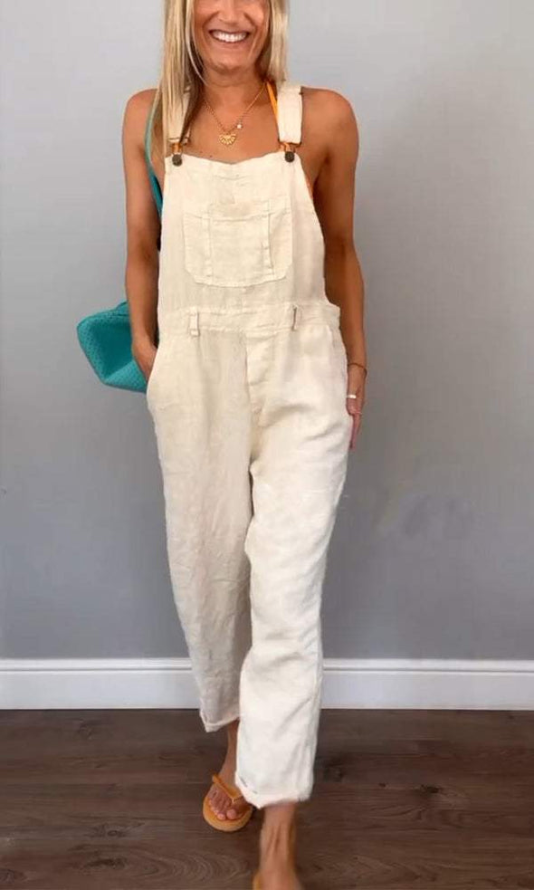 Solid Spaghetti Wide Leg Jumpsuit