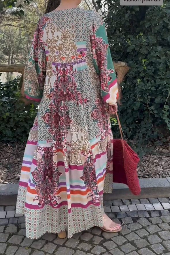 Multicolor Patterned Dress