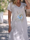 Comfortable Summer Big Eye Sequin V-neck T-shirt Dress