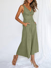 Sleeveless Jumpsuit with V-neck Cutout Design