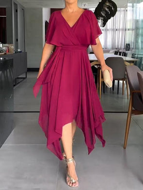 Casual V-neck Irregular Dress