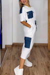 Women's Casual Round Neck Denim Patchwork Dress