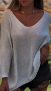 Hot Silver V-neck Loose Top