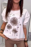 Casual Dandelion Print Long Sleeve Top