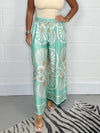 Printed satin track pants