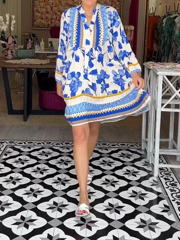 Casual V-neck Printed Dress