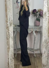 Women's Casual Solid Color Top and Wide Leg Pants Set