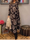 Casual V-neck Printed Long-sleeve Dress