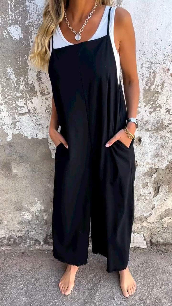 Sleeveless Casual Jumpsuit with Suspenders