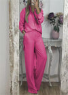 Women's Casual Solid Color Top and Wide Leg Pants Set