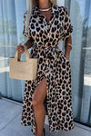 Women's leopard print shirt dress