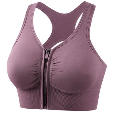 Women's Sports Bra Hollow Back Zipper Front Sports Bra