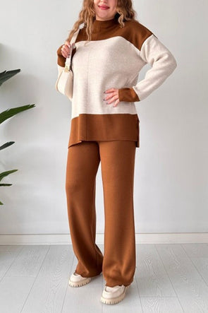 Women's Casual Colorblock Knit Two-Piece Set