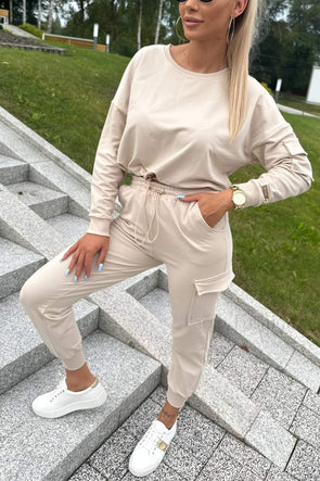 Women's Casual Round Neck Long Sleeve Two Piece Suit