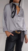 Casual Lapel Satin Solid Color Shirt