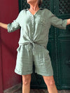 Casual Lapel Short Cotton and Linen Suit