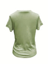 Solid V-neck Simple T-Shirt