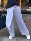 Casual striped cotton and linen trousers