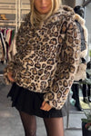 Women's Casual Hooded Leopard Fur Coat