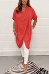 Long cotton and linen blouse