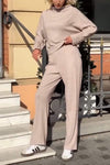 Women's Casual Round Neck Long Sleeve Two Piece Suit