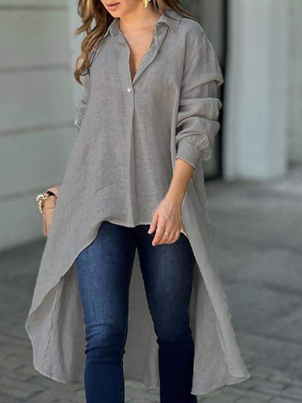 Cotton and Linen Elegant Lapel Top