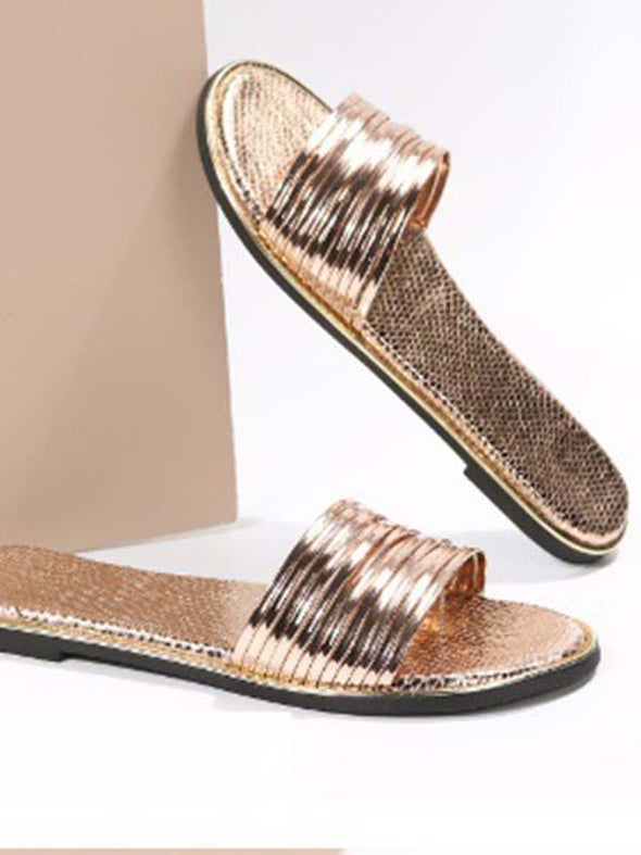 Minimalist flat-soled sandals with one-line outer support