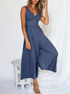 Sleeveless Jumpsuit with V-neck Cutout Design