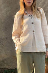 Women's Casual V-neck Solid Color Cotton and Linen Top