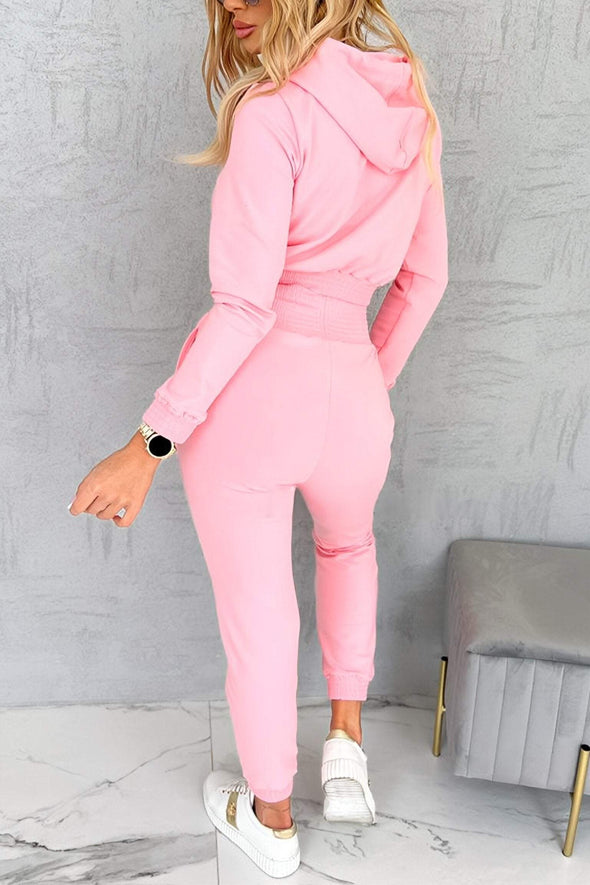 Women's Casual Hooded Long-sleeved Two-piece Suit