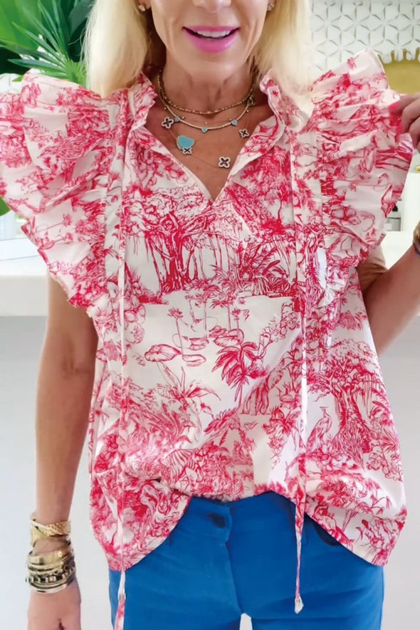 Printed ruffle top