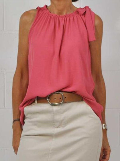 Casual Crew Neck Sleeveless Top