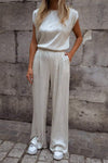 Women's glitter fabric vest draped trousers casual suit