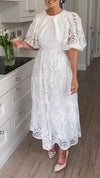 Elegant Dress with Hollow Lantern Sleeves