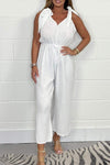 Cheesecloth Tie Shoulder Jumpsuit