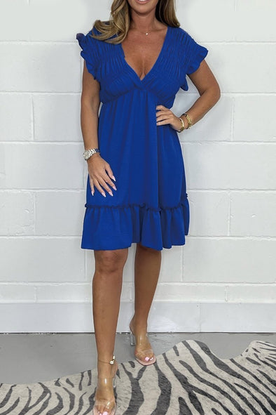 V neck Smocked Dress