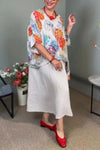 Women's casual cotton and linen printed dress two-piece set