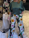 Floral Simple Women's Short Sleeve Casual Pants Suit