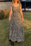 Women's printed waist long dress