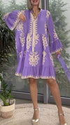 V-neck Long-sleeved Printed Dress