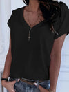 Solid V-neck Simple T-Shirt