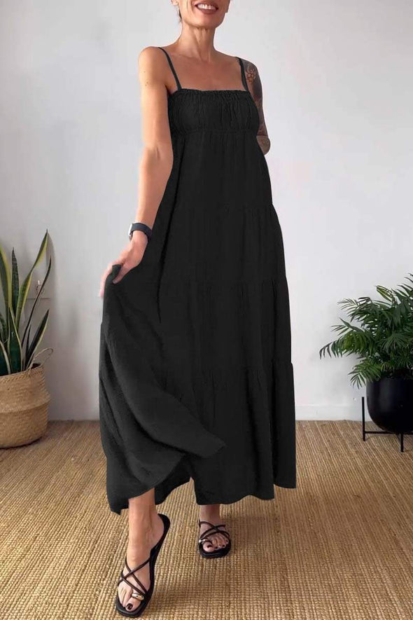 Off-the-shoulder solid color dress