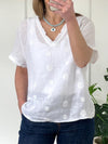 Casual V-neck Embroidered Thin Top