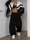 Women's Casual Lapel Loose Sports Two-piece Suit