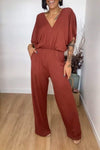 V-neck Short-sleeved Jumpsuit