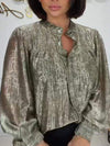 Metallic See-through Button-up Shirt