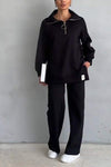 Women's Casual Lapel Half-zip Two-piece Suit